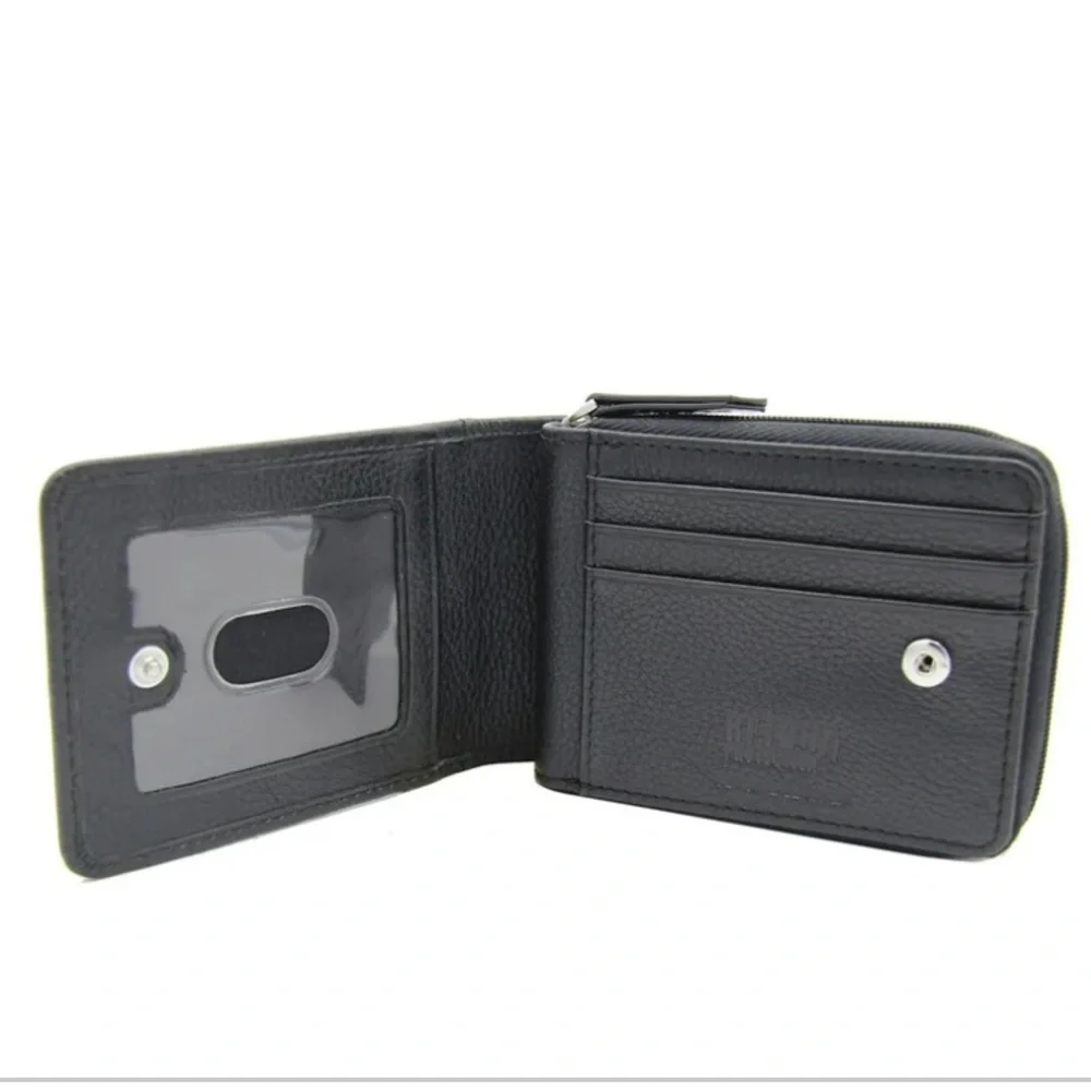 George Men's Wallet Genuine Leather Credit Card Holder RFID Blocking Zip Around.